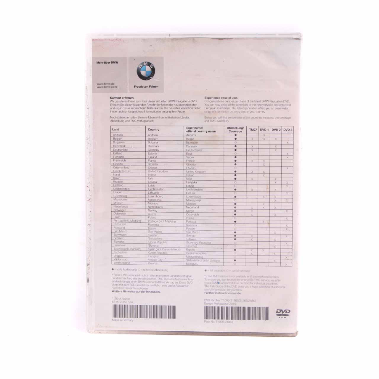 BMW Disc Professional Navigation 2015 Update DVD Road Map Europe 2350554