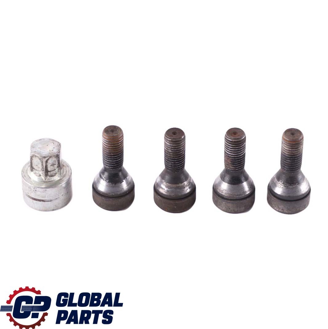 BMW X1 1 3 E60 E84 E87 E90 Set Of Four Wheel Bolt Black With Adapter Security