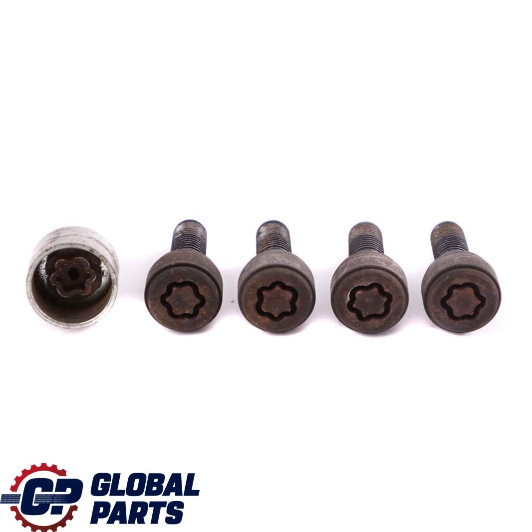 BMW X1 1 3 E60 E84 E87 E90 Set Of Four Wheel Bolt Black With Adapter Security