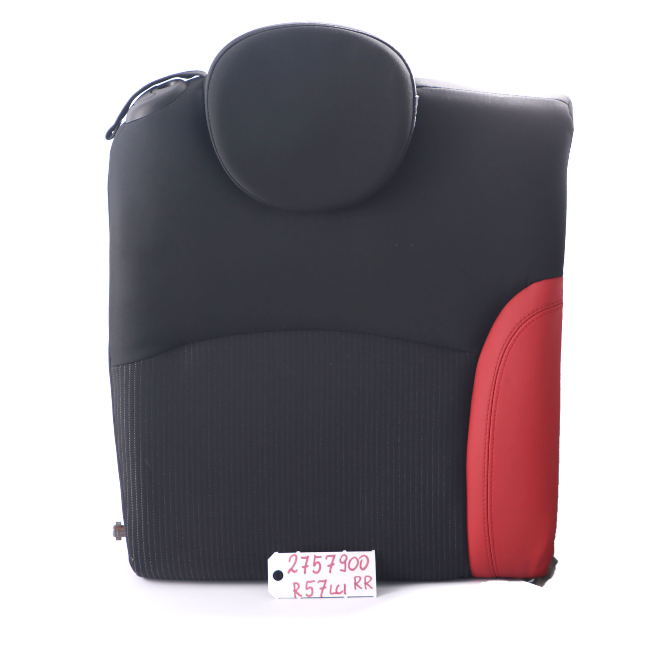 Mini Cabrio R57 LCI Seat Backrest Rear Right O/S Cloth Leather Ray Rooster Red