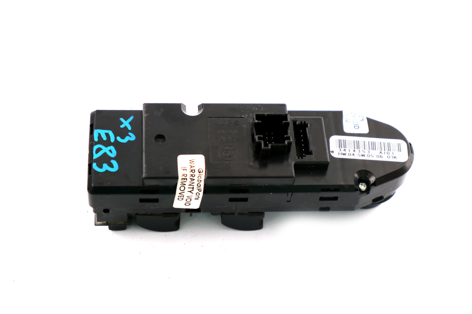 BMW X3 Series E83 Driver's Side O/S Window Lifter Switch Black 3414353