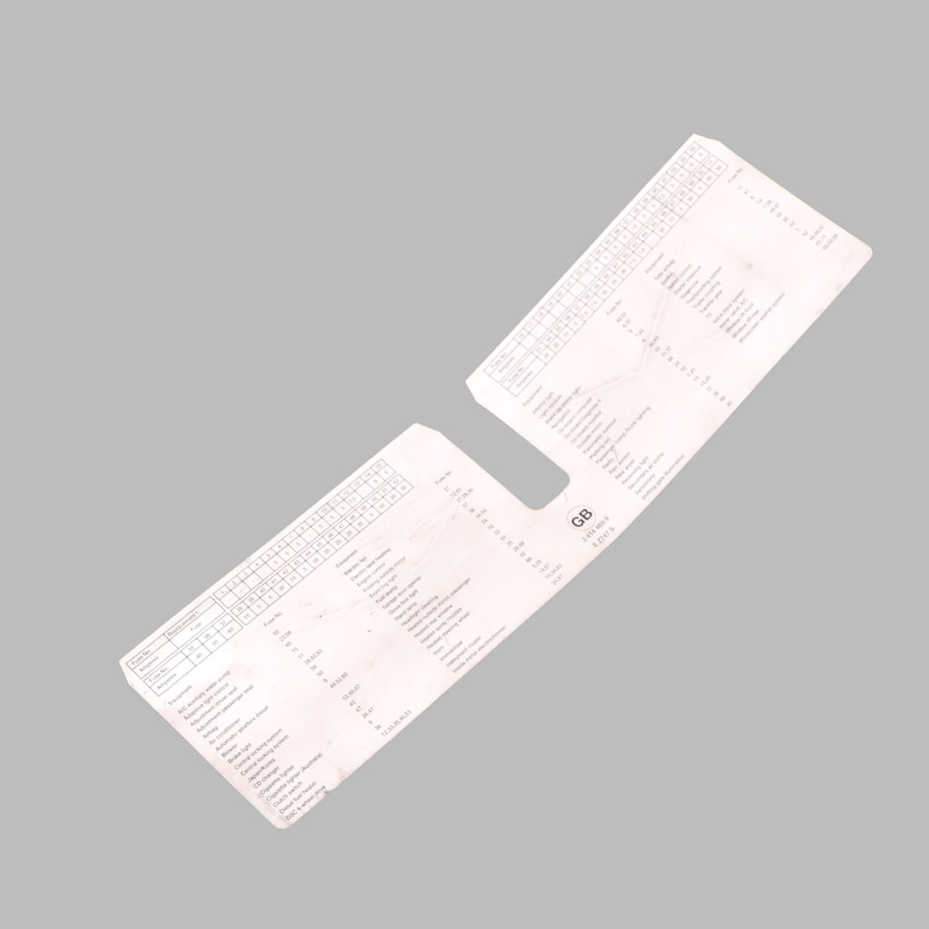 BMW X3 E83 Fuse Grouping Front Stick-on Label Diagram 9267980