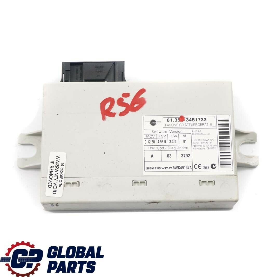 Mini Cooper One R55 R56 R57 R60 R61 Control Unit Module Passive Go 3451733