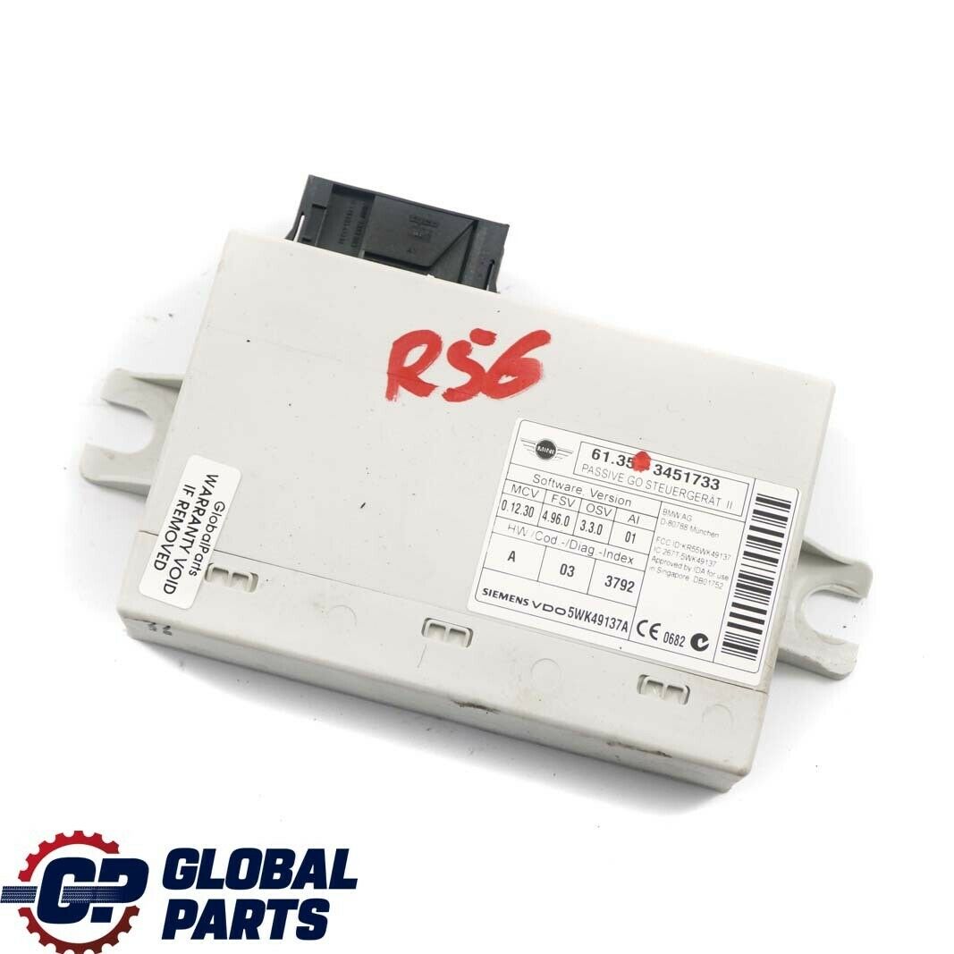 Mini Cooper One R55 R56 R57 R60 R61 Control Unit Module Passive Go 3451733