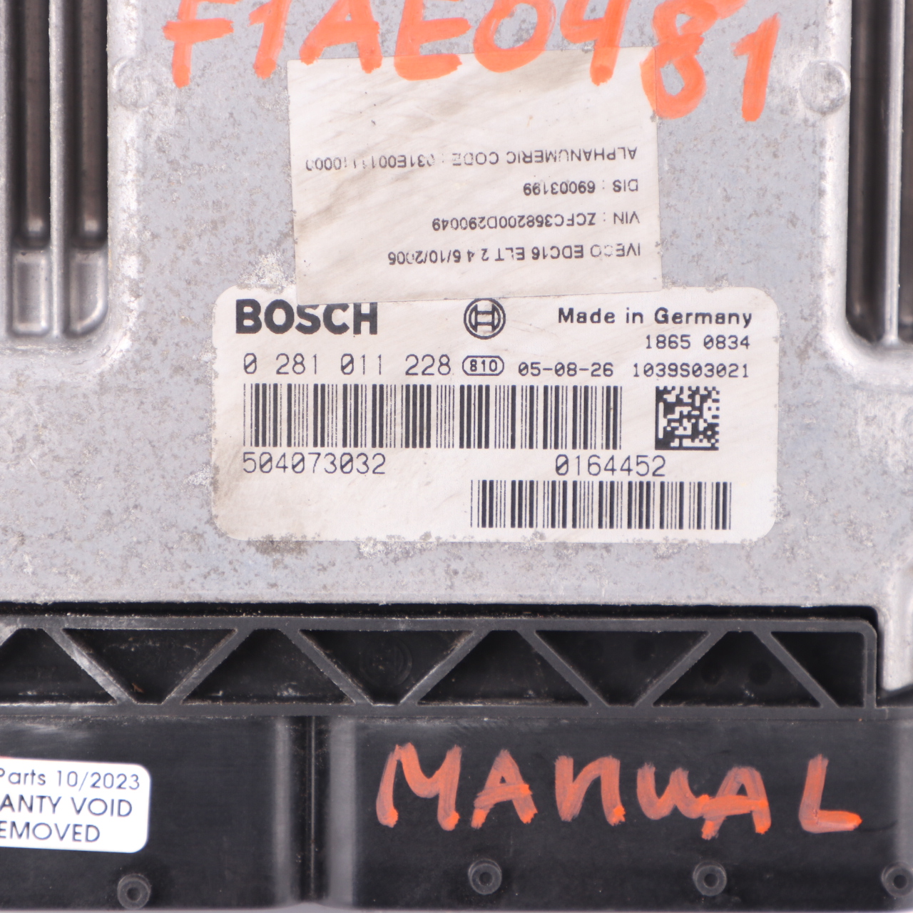 Iveco Daily 2.3 Diesel F1AE0481 Engine Unit Module ECU Manual 504073032