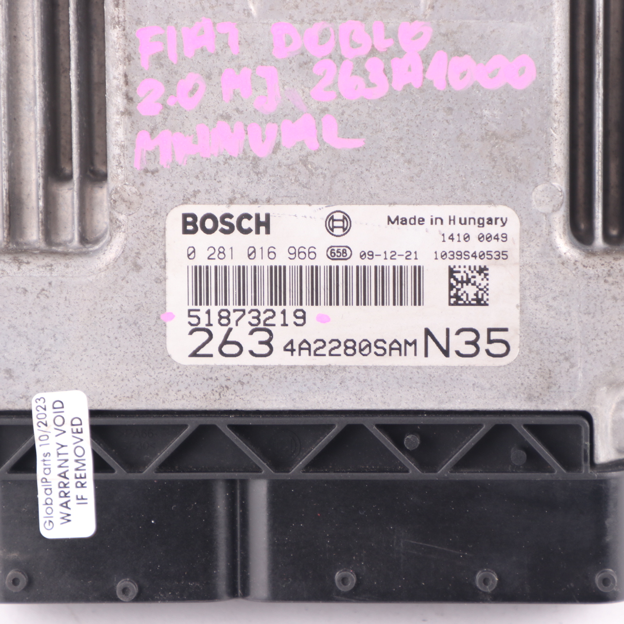 Fiat Doblo 2.0 M-jet Diesel 163HP Engine Control Unit Module ECU 51873219 Manual