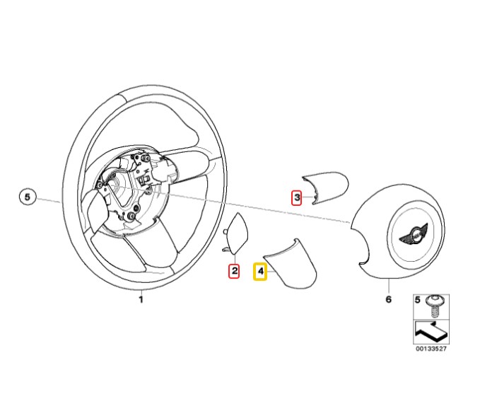 Mini R50 R52 R53 Sport Steering Wheel Three Spoke Cover Trim Set Black