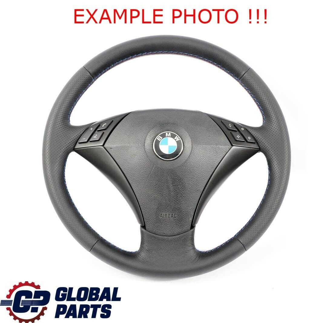 BMW 5 Series E60 E61 Black New Leather Steering Wheel M-tricolored