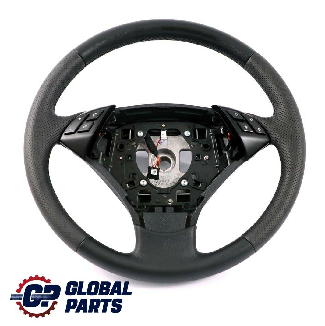 BMW 5 Series E60 E61 LCI Black New Leather Steering Wheel Black Threads