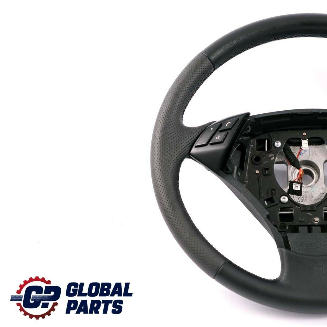 BMW 5 Series E60 E61 LCI Black New Leather Steering Wheel Black Threads