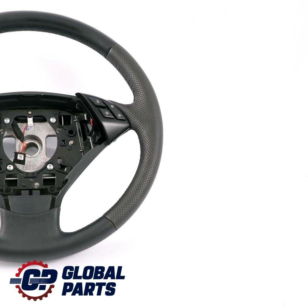 BMW 5 Series E60 E61 LCI Black New Leather Steering Wheel Black Threads