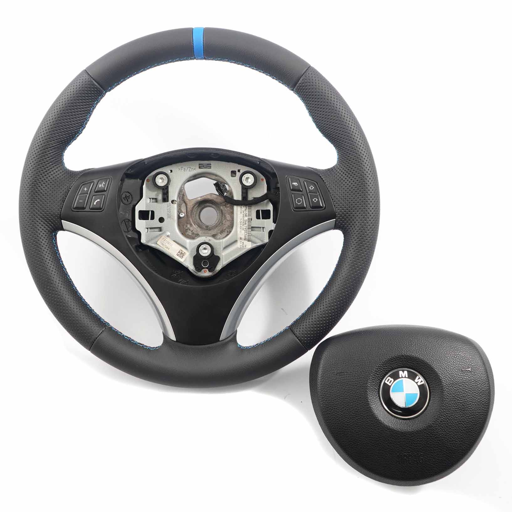 BMW E81 E82 E87 E90 E91 E92 NEW Black Leather M Sport Look Steering Wheel Trim