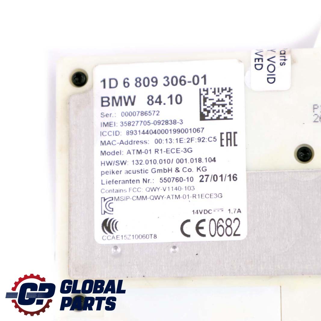 BMW 3 X1 F30 LCI F48 Telematics Telephone Control Module ATM ECE 3G 6809306