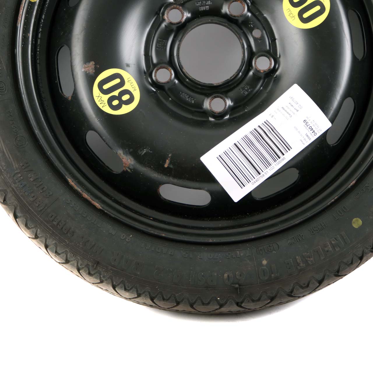 Spare Wheel Mini F55 F56 F57 Compact Steel Black 115/70 R15 3,5J ET:28 6851506