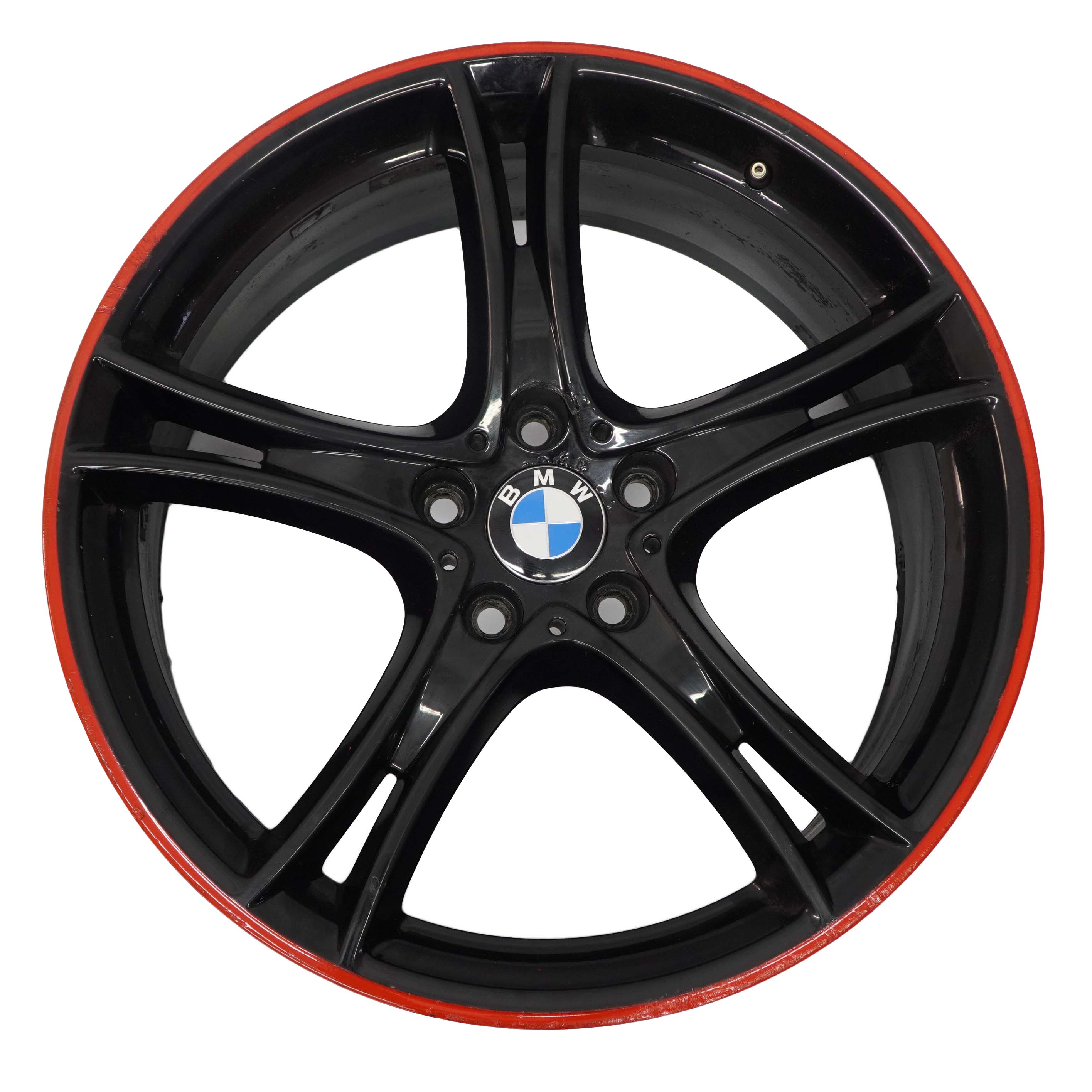 BMW F30 F31 F32 Complete Set 4x Black Wheel Rim 20" Red Strip Double Spoke 361