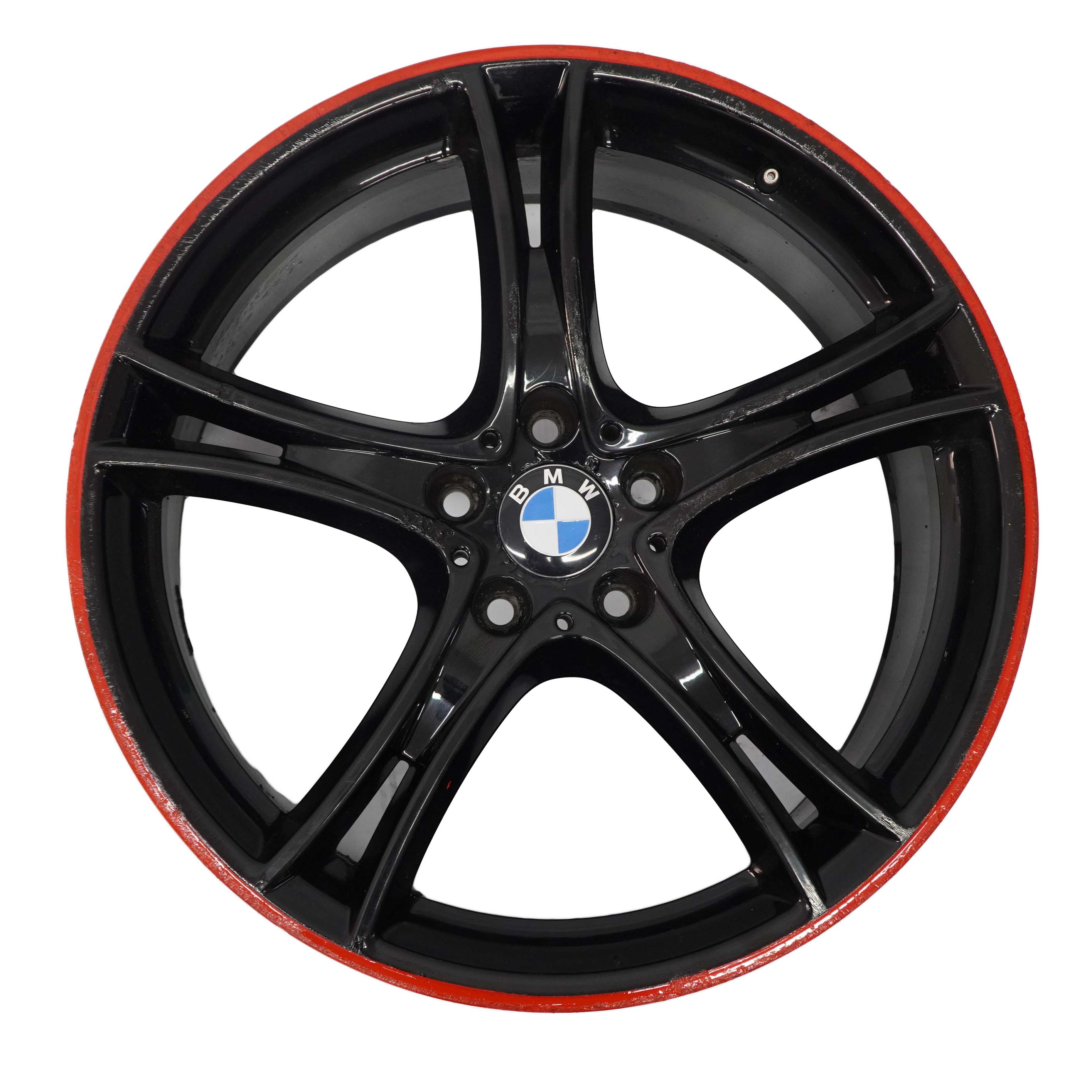 BMW F30 F31 F32 Complete Set 4x Black Wheel Rim 20" Red Strip Double Spoke 361