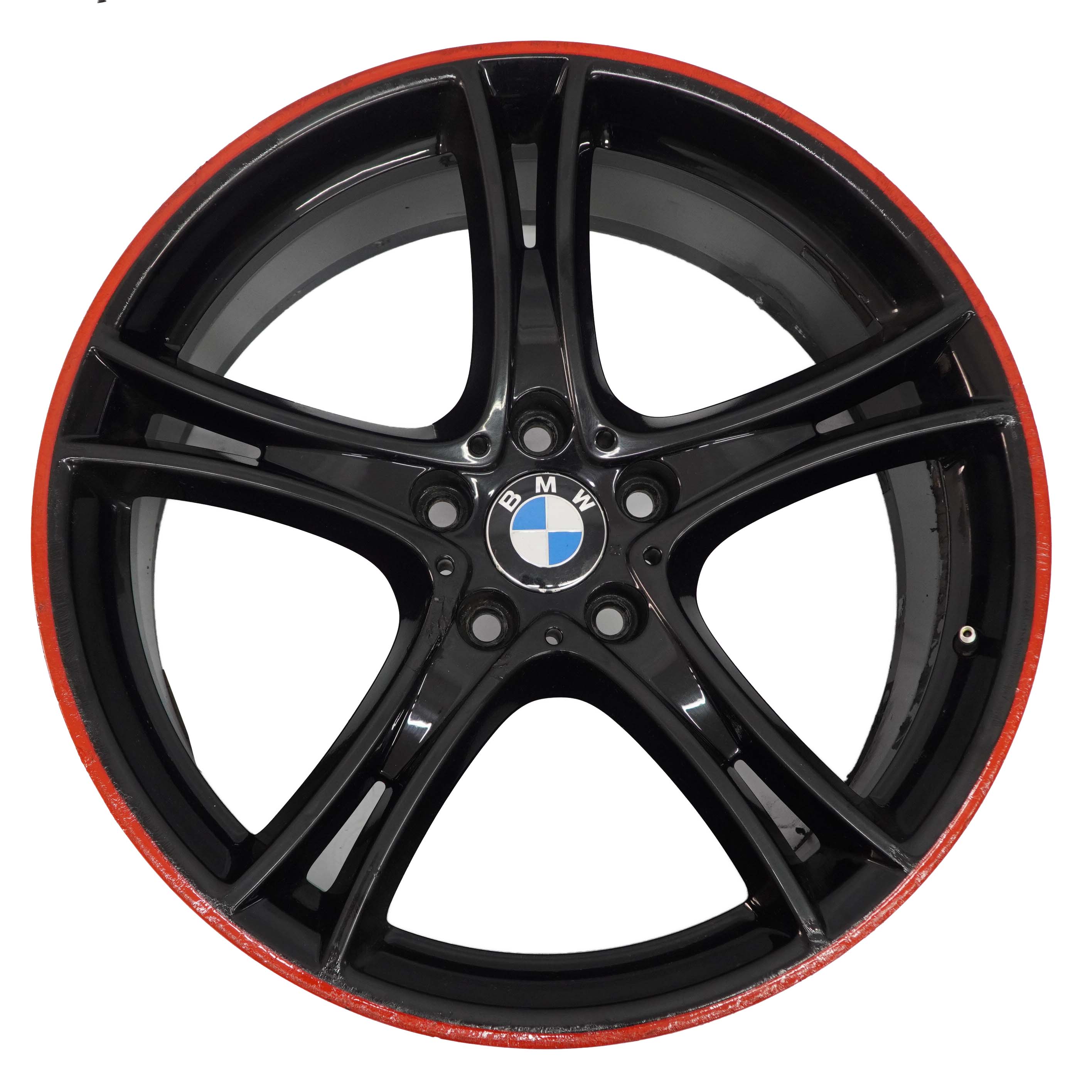 BMW F30 F31 F32 Complete Set 4x Black Wheel Rim 20" Red Strip Double Spoke 361