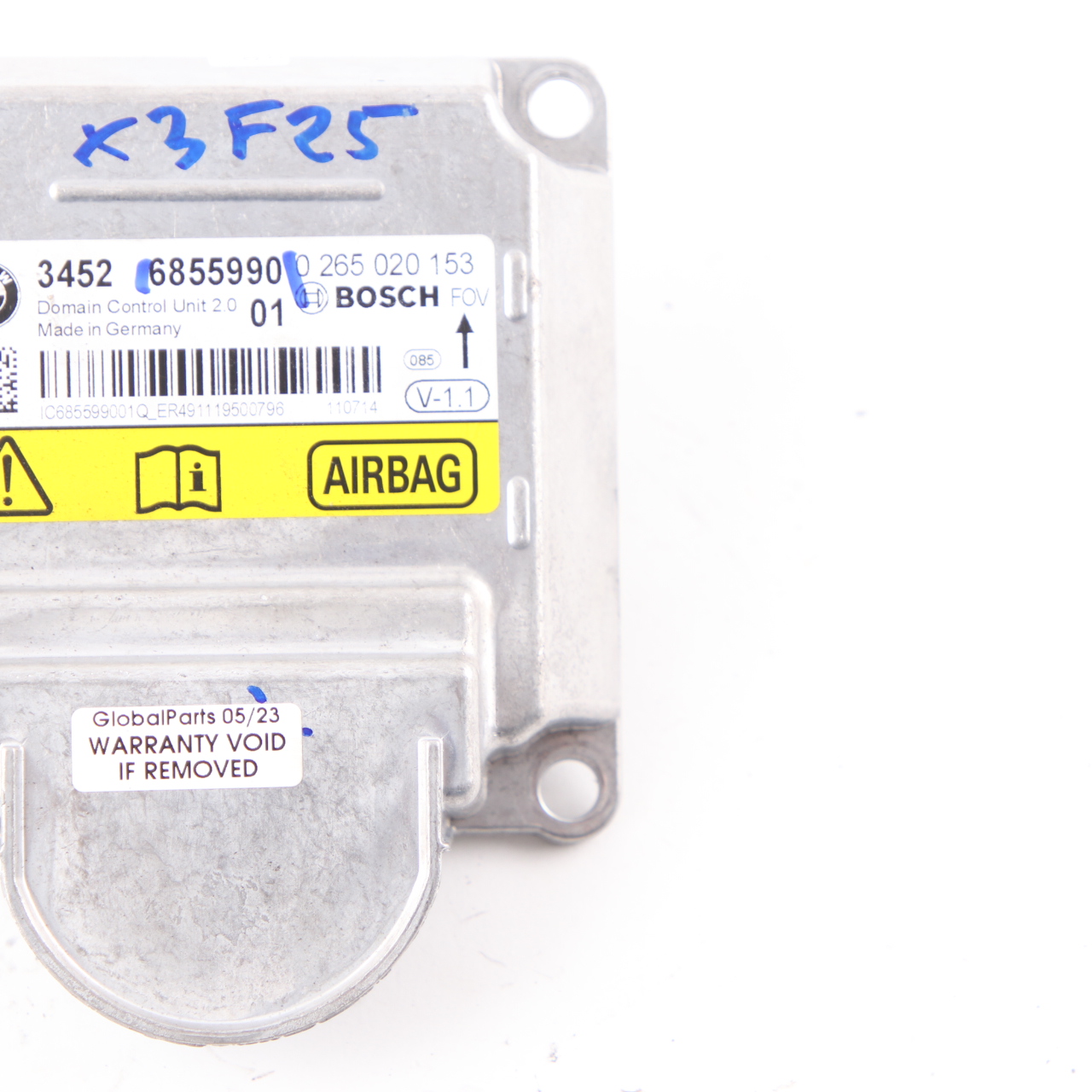 BMW X3 F25 ICM Control Unit Air Bag Module SRS Safety ECU 6855990