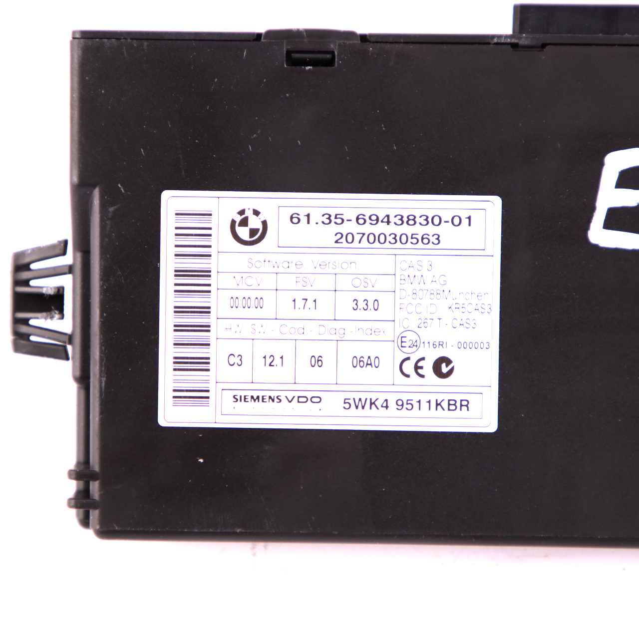 BMW 1 3 5 Series E60 E87 E90 CAS 3 ECU Control Unit Key Reading Module 6943830