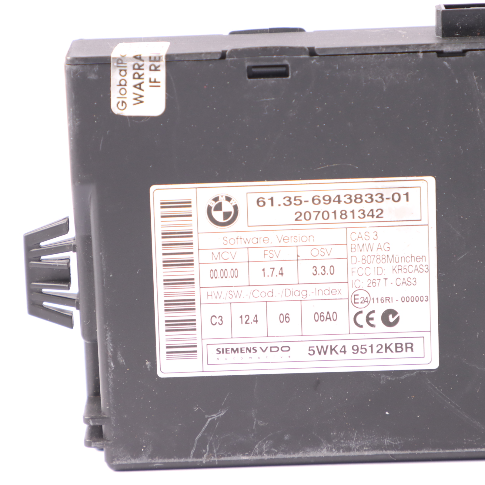 BMW X5 E70 CAS3 Control Unit Key Reading Module 6943833