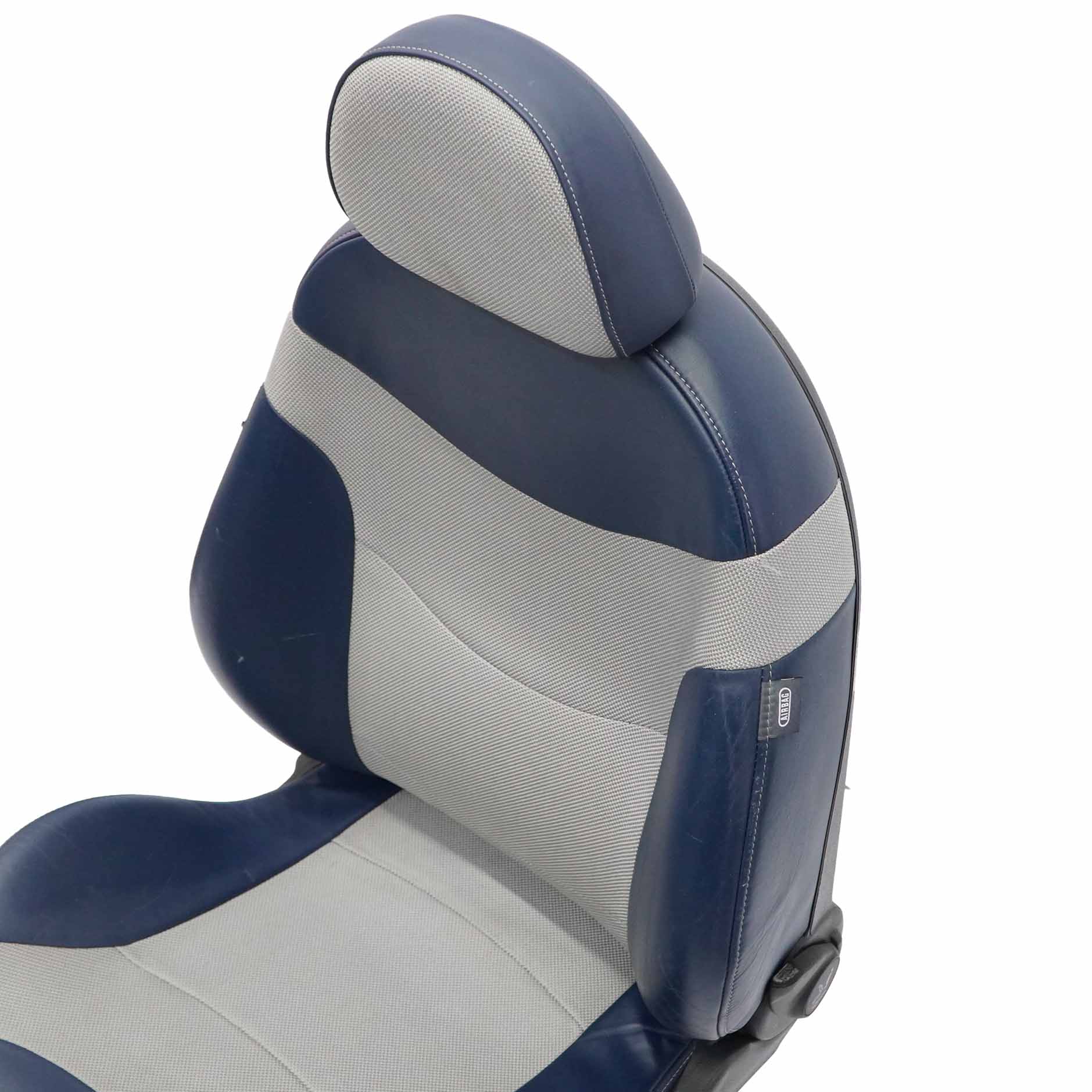 Front Seat Mini R50 R53 Left N/S Heated Sport Checkmate Blue Cloth Leather