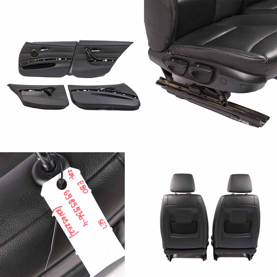 Leather Seats BMW E90 Saloon Black Dakota Interior Front Rear Seat Door Cards