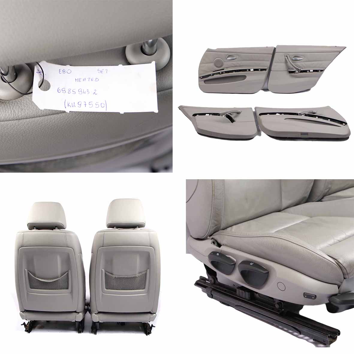 Leather Seats BMW E90 M Sport Heated Grey Seats Front Rear Seat Set Door Cards