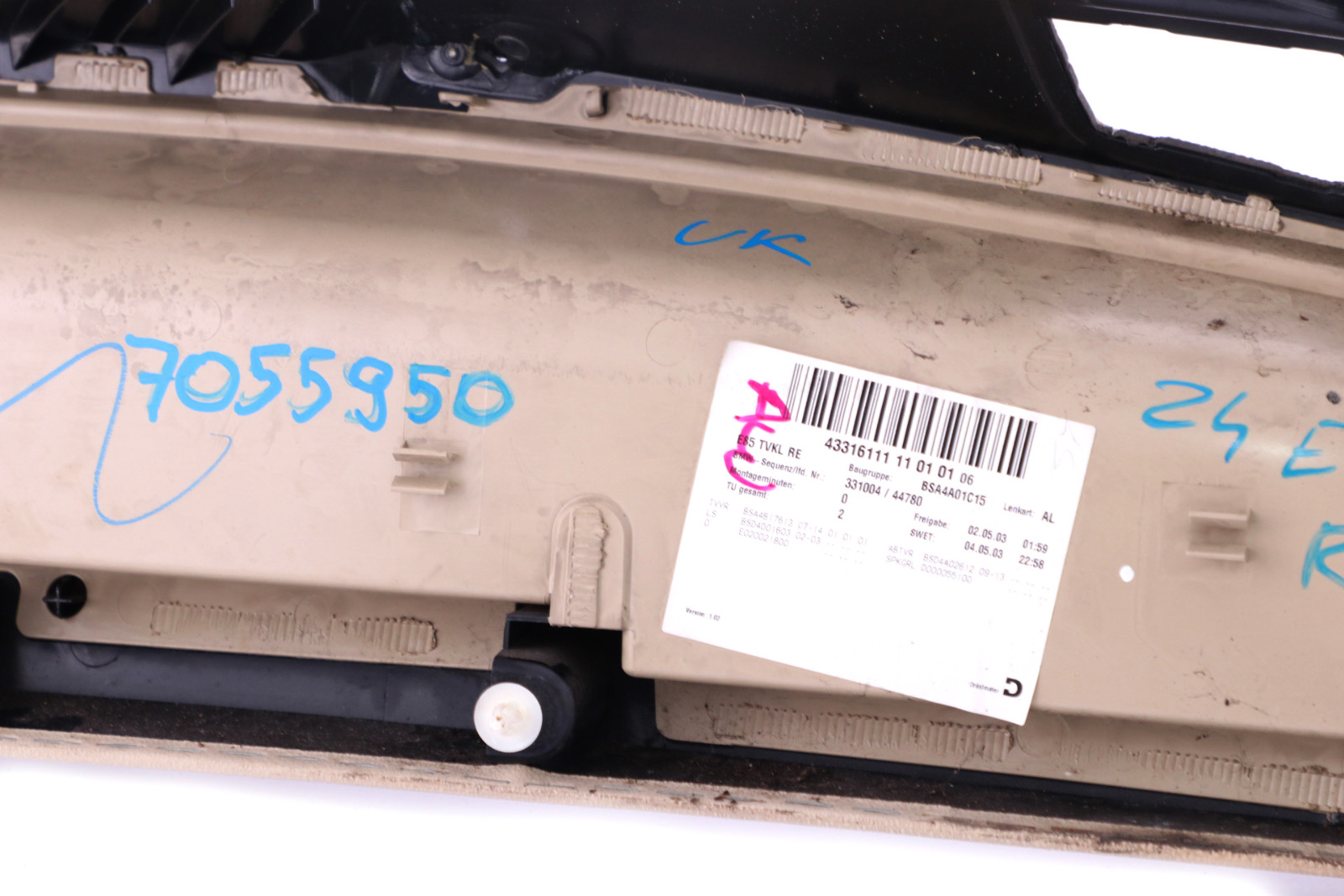 BMW Z4 Series E85 E86 Front Right O/S Door Card Lining Leather Beige Trim Panel