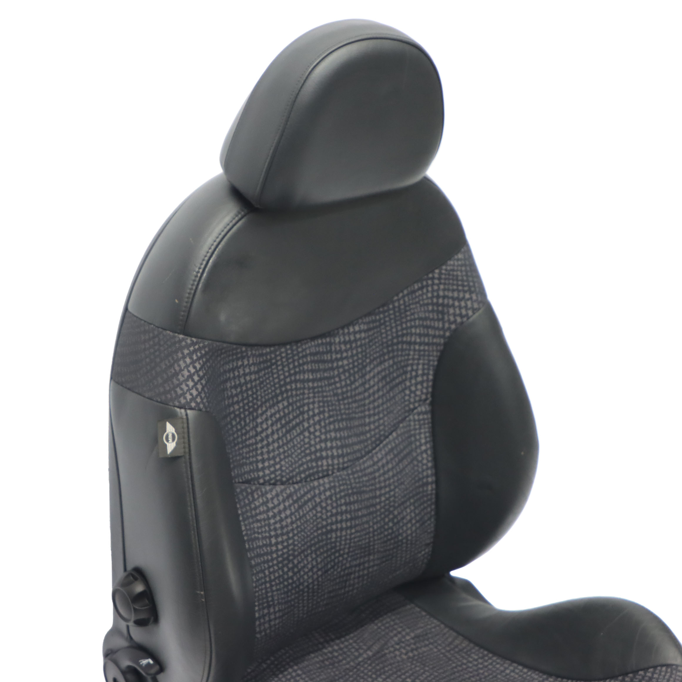 Mini Cooper R50 Sport Front Left Half Leather Seat Panther Black Kaleido