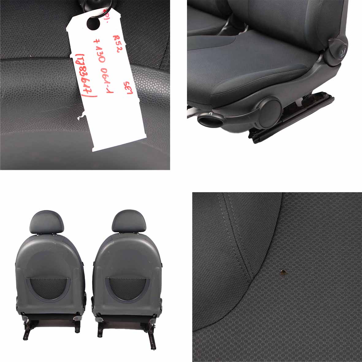 Seats Mini Cooper R50 R53 Cloth Fabric / Leather Molette Interior Seat