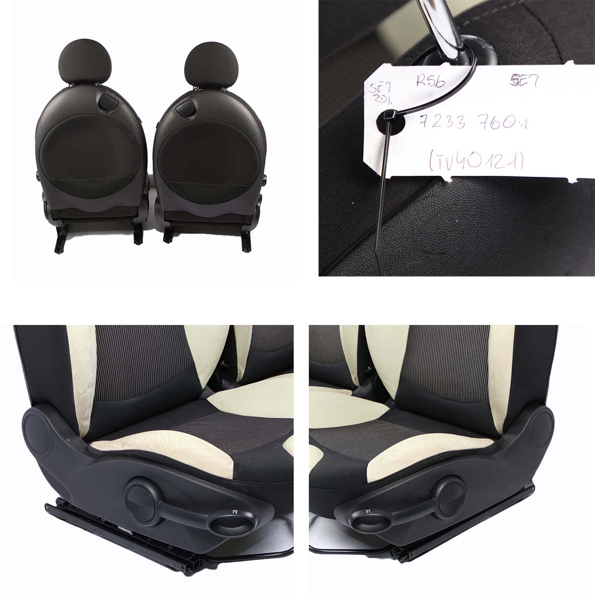 Seats Mini Cooper R56 Sport Fabric Cloth/Leather Cream White Front Rear Seat