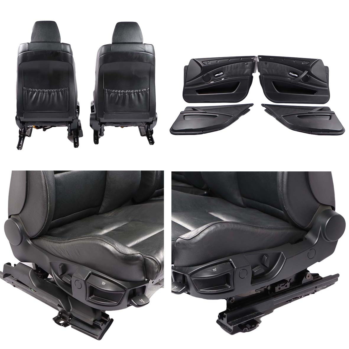 BMW 5 Series E60 LCI Sport Heated Black Leather Interior Seats With Door Cards