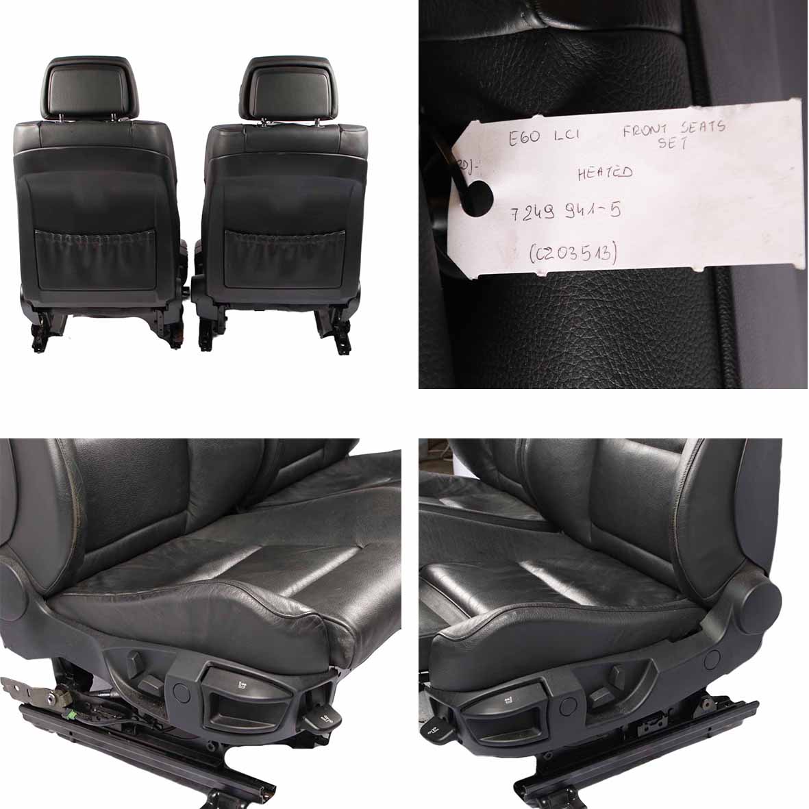 Leather Seats BMW E60 E61 LCI Sport Heated Black Dakota Interior Front Seat 