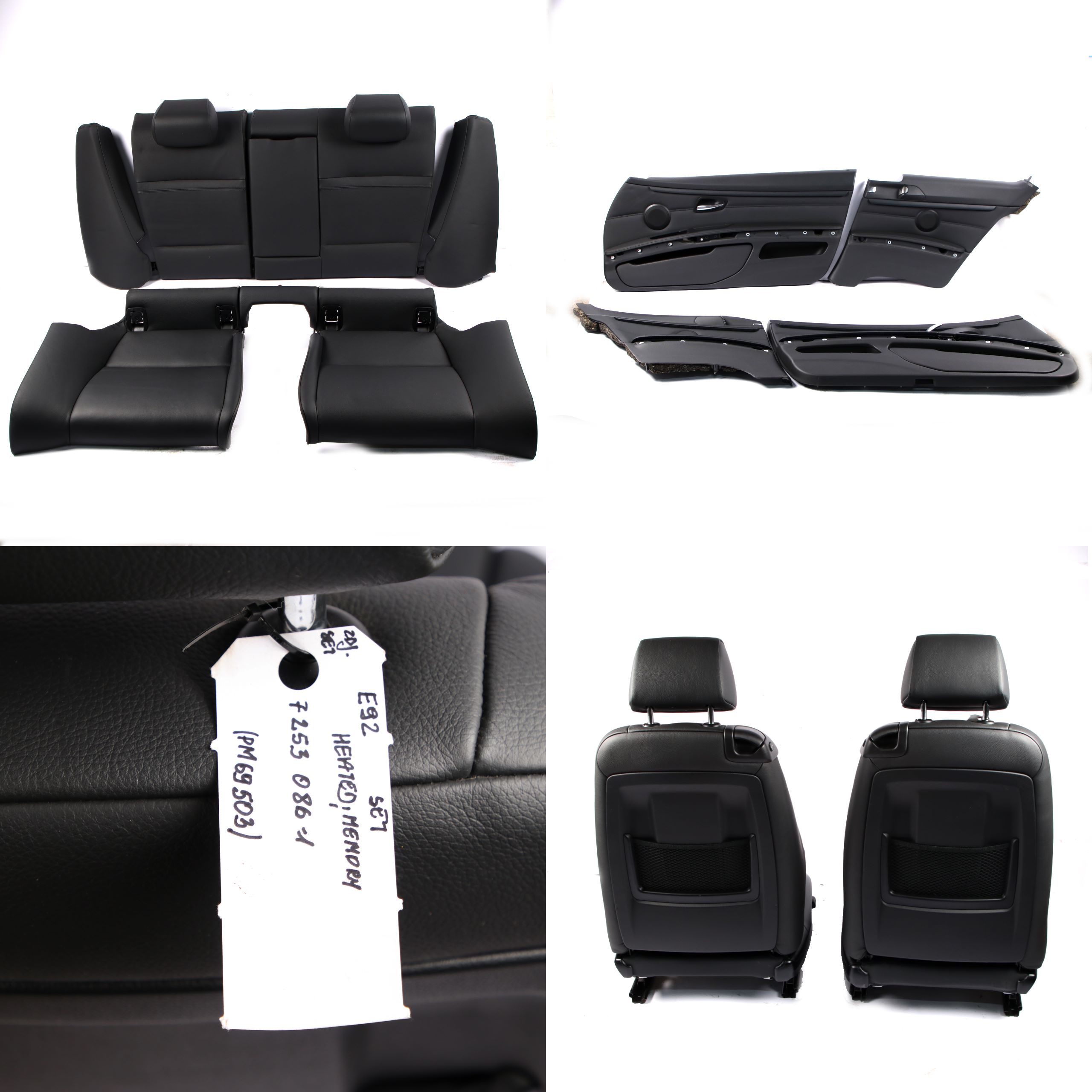 Seats M Sport BMW E92 Coupe Heated Memory Black Leather Interior Seat Set