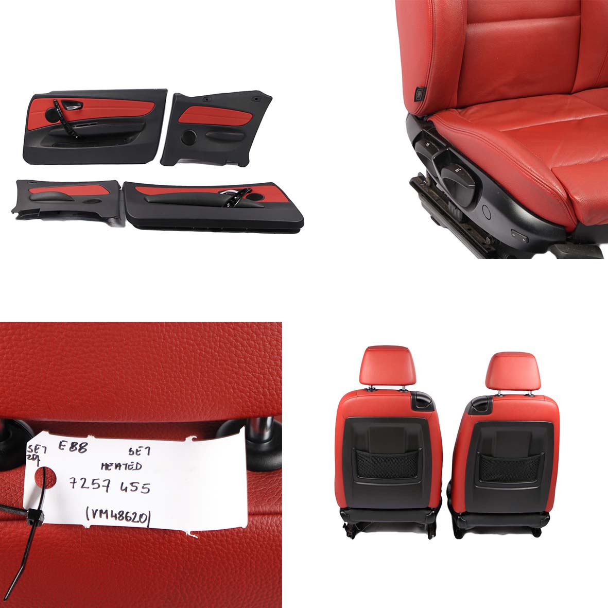 Seats BMW E88 Convertible Heated M Sport Red Leather Front Rear Seat Door Cards