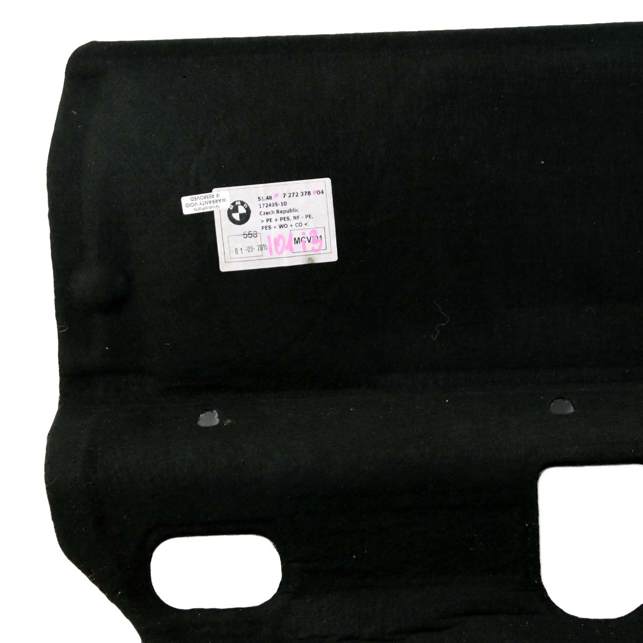 BMW i3 I01 Rear Floor Sound Insulation Cover Panel Black 7272378