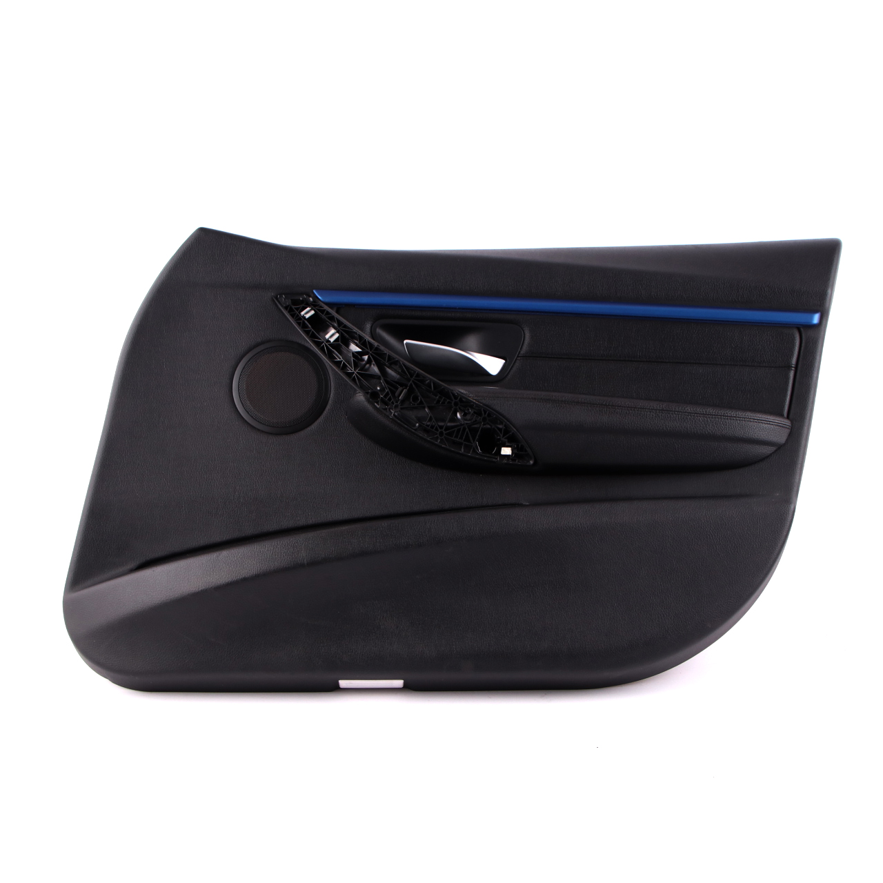 BMW 3 F30 F31 Front Right O/S Door Card Lining Panel Black Leather Blue Strip