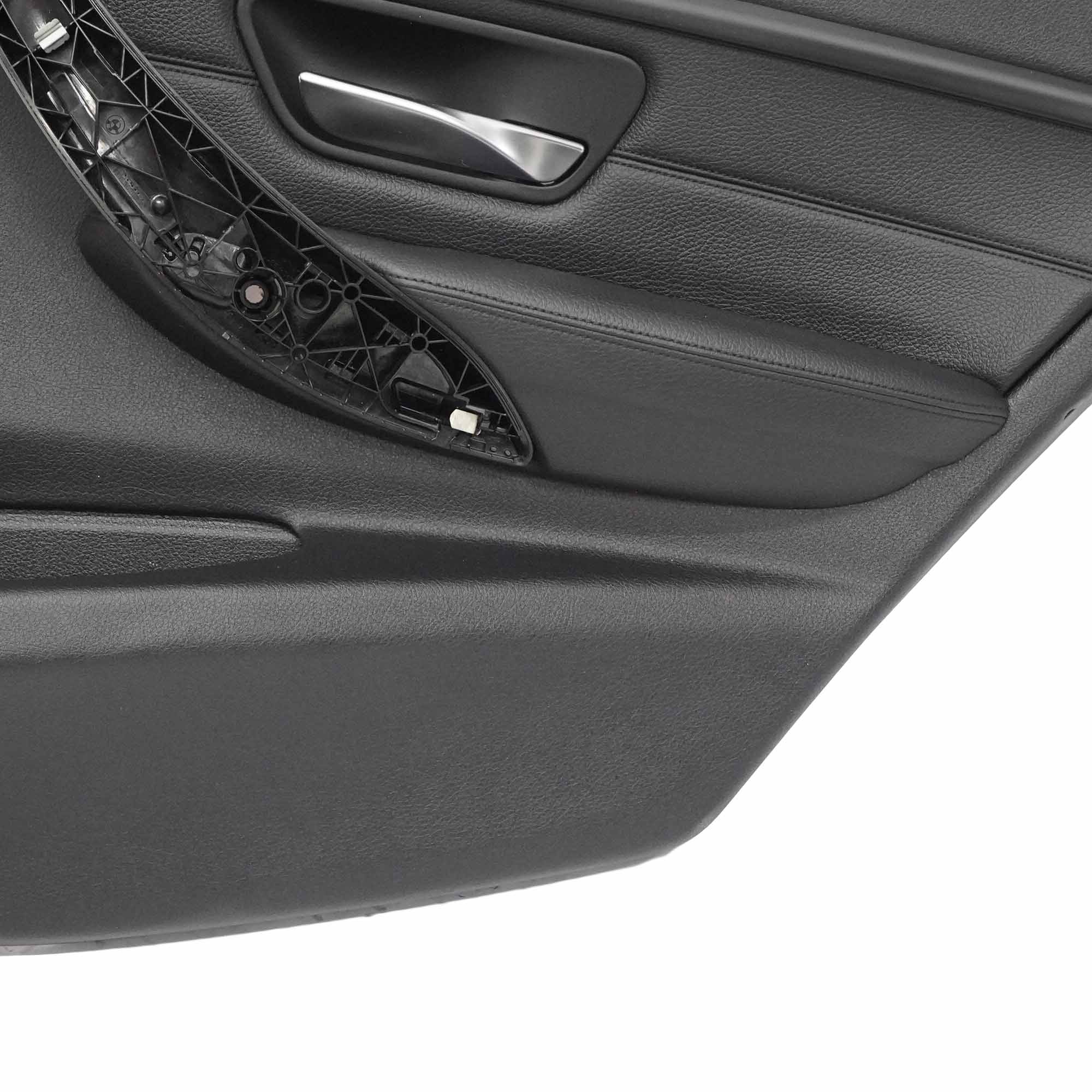 £BMW F30 Door Card Rear Right O/S Lining Trim Panel Roller Blind Black Leather