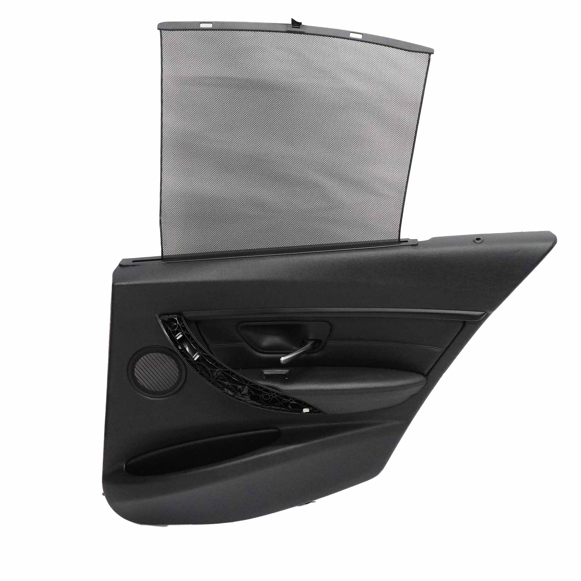 £BMW F30 Door Card Rear Right O/S Lining Trim Panel Roller Blind Black Leather