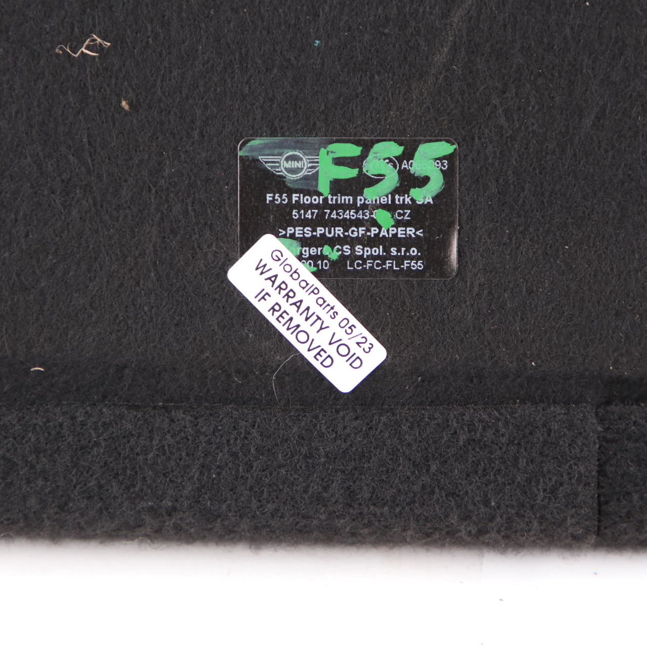 Mini F55 Boot Trunk Floor Luggage Compartment Covering Carpet Panel 7434543