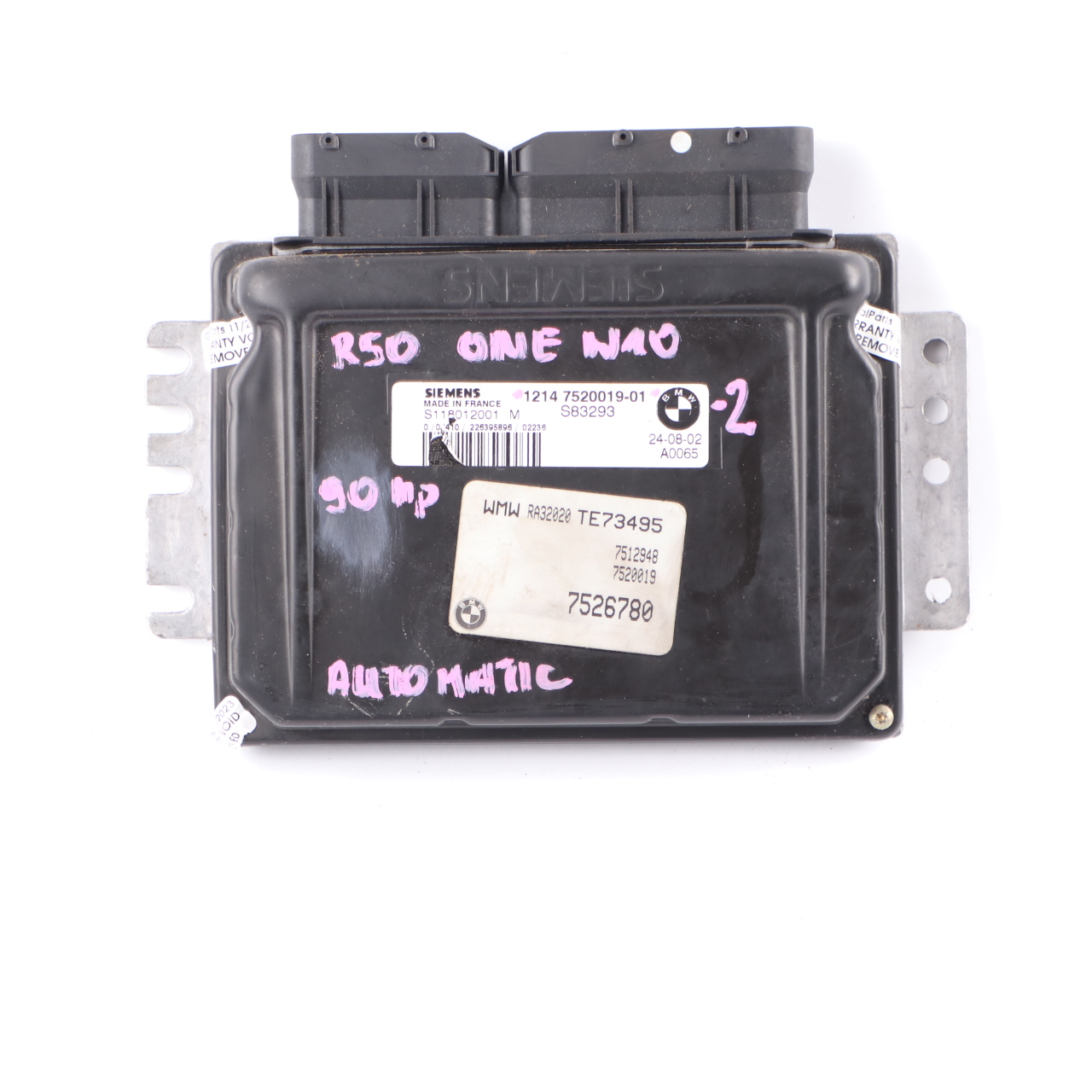 Mini One 1.6i R50 W10 90HP Engine ECU Kit DME 7520019  + EWS + Key Automatic