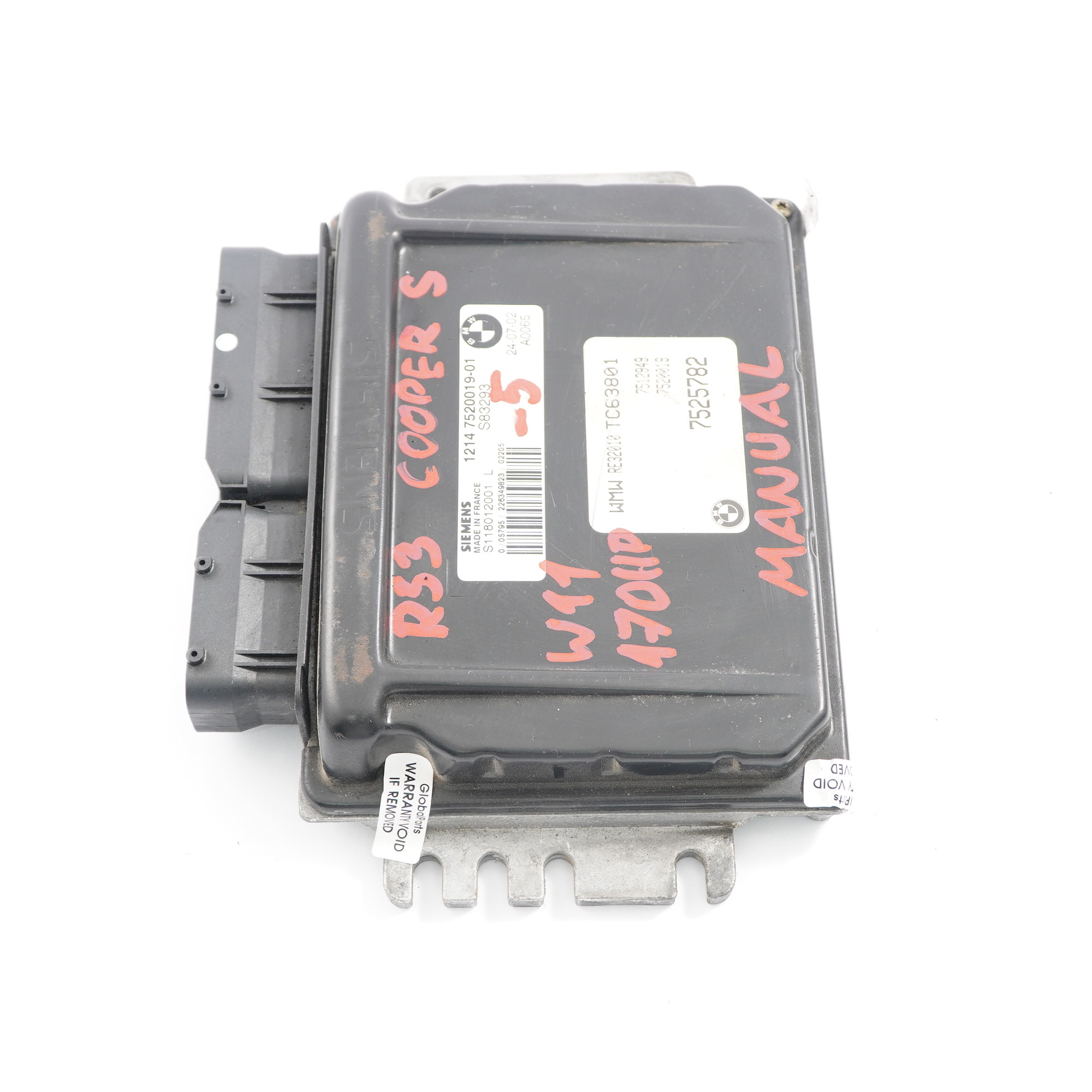 MINI Cooper S R52 R53 W11 170HP Engine Control Unit ECU DME 7520019 Manual