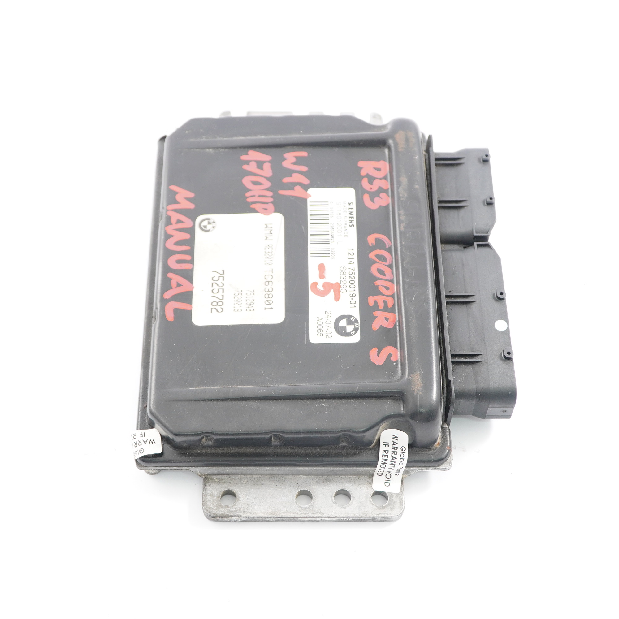 MINI Cooper S R52 R53 W11 170HP Engine Control Unit ECU DME 7520019 Manual