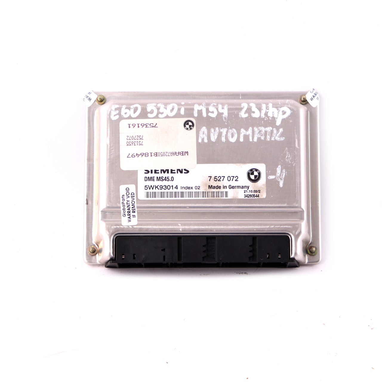 BMW E60 530i M54 231HP ECU Kit Engine Control Unit DME 7527072 CAS2 Key Automat