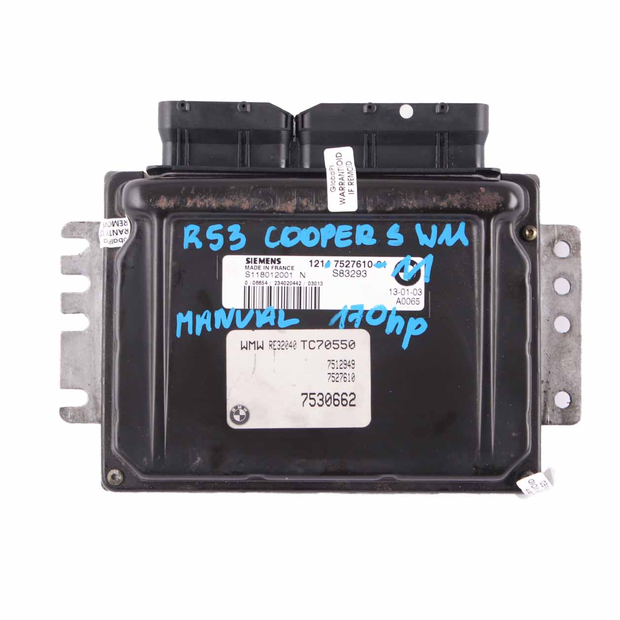 MINI Cooper S R53 W11 170HP Engine ECU Kit DME 7527610 + EWS + Key Manual