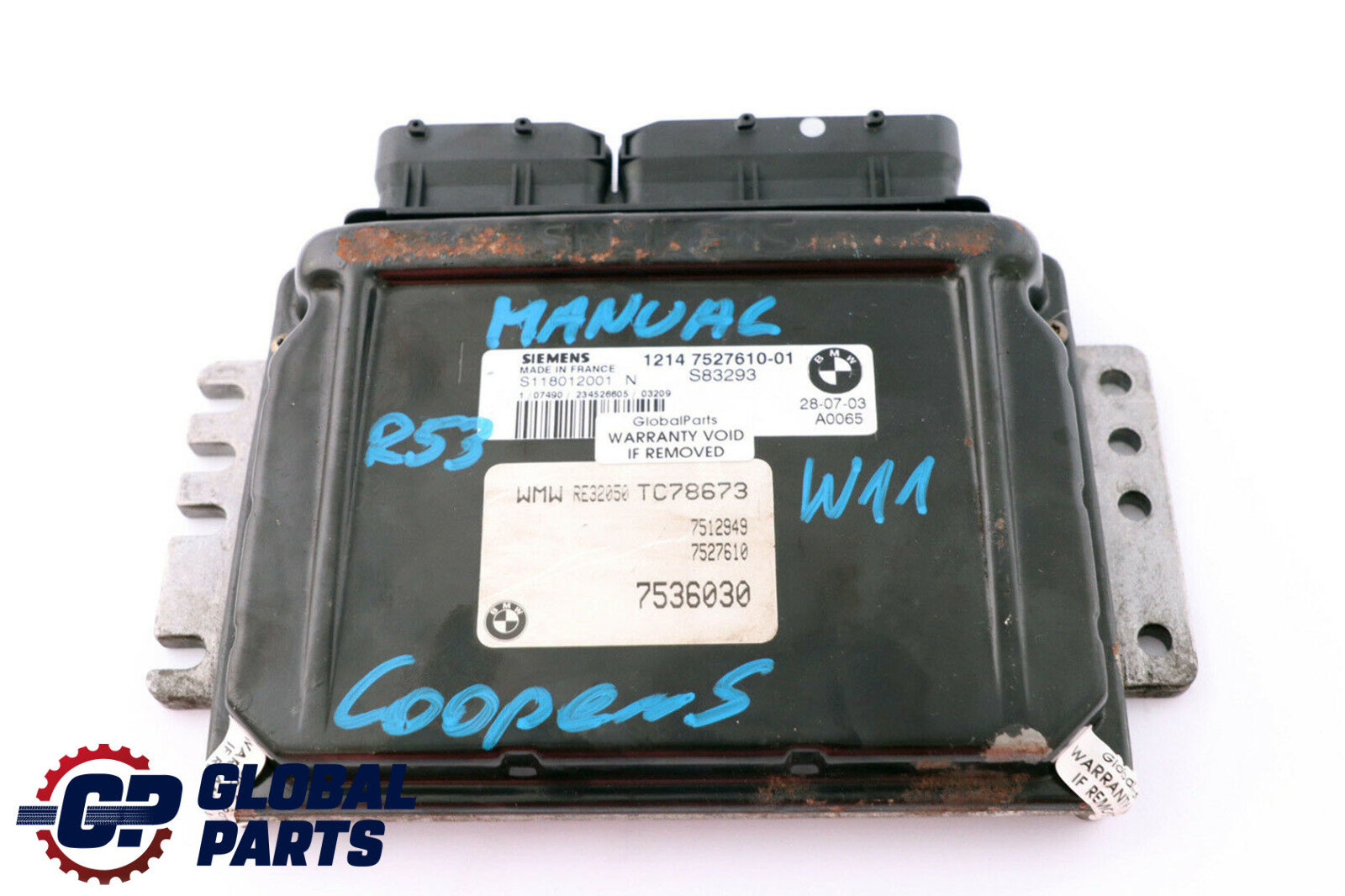 BMW Mini Cooper S R53 Petrol W11 Engine Control Unit DME Manual 7527610 7536030