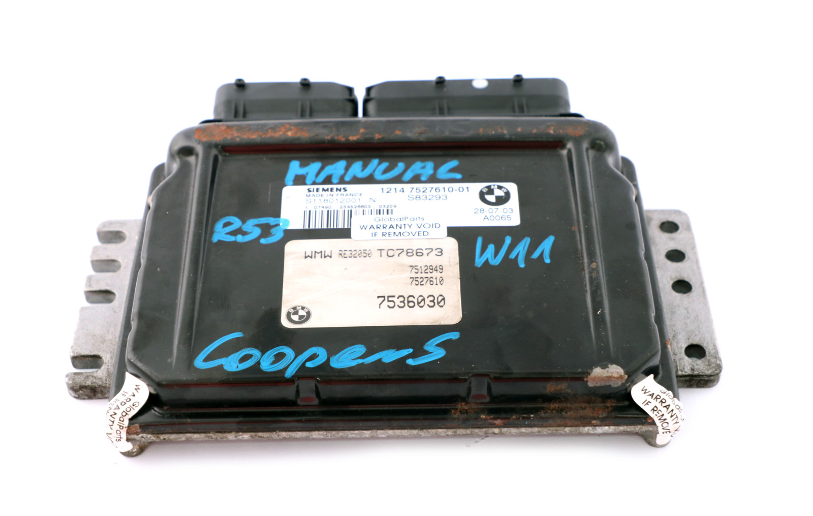 BMW Mini Cooper S R53 Petrol W11 Engine Control Unit DME Manual 7527610 7536030