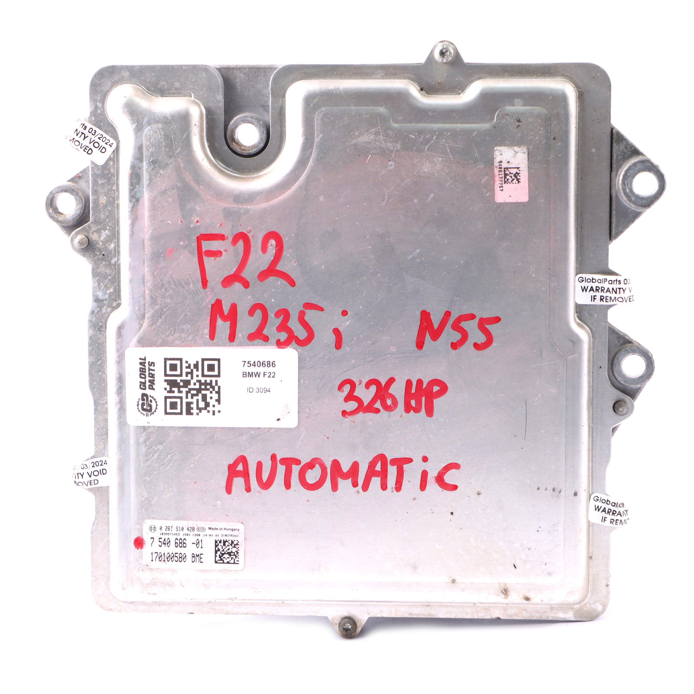 BMW F20 M135i F30 335i N55 326HP Engine Unit ECU DME 7540686 Automatic