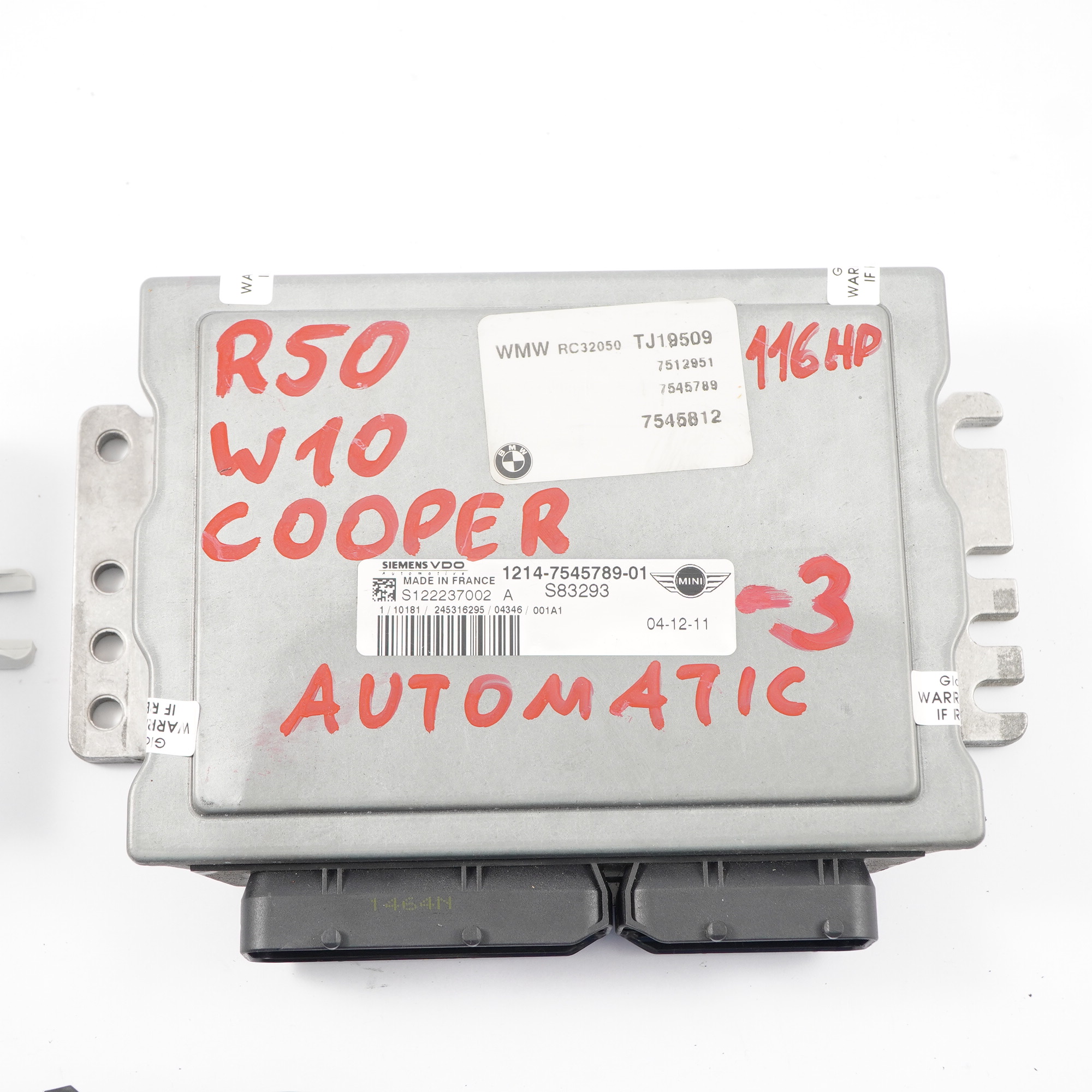 MINI Cooper R50 W10 116HP Engine ECU Kit DME 7545789 + EWS + Key Automatic