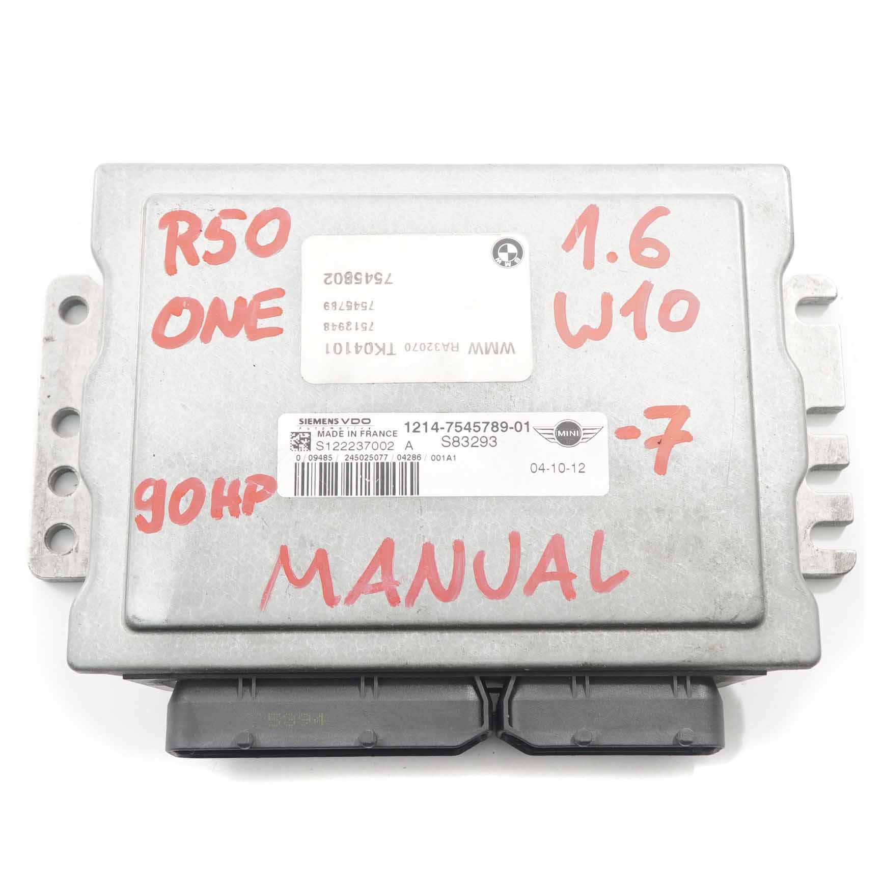 Mini One R50 W10 90HP Engine Control Unit ECU Kit DME 7545789 + EWS + Key Manual